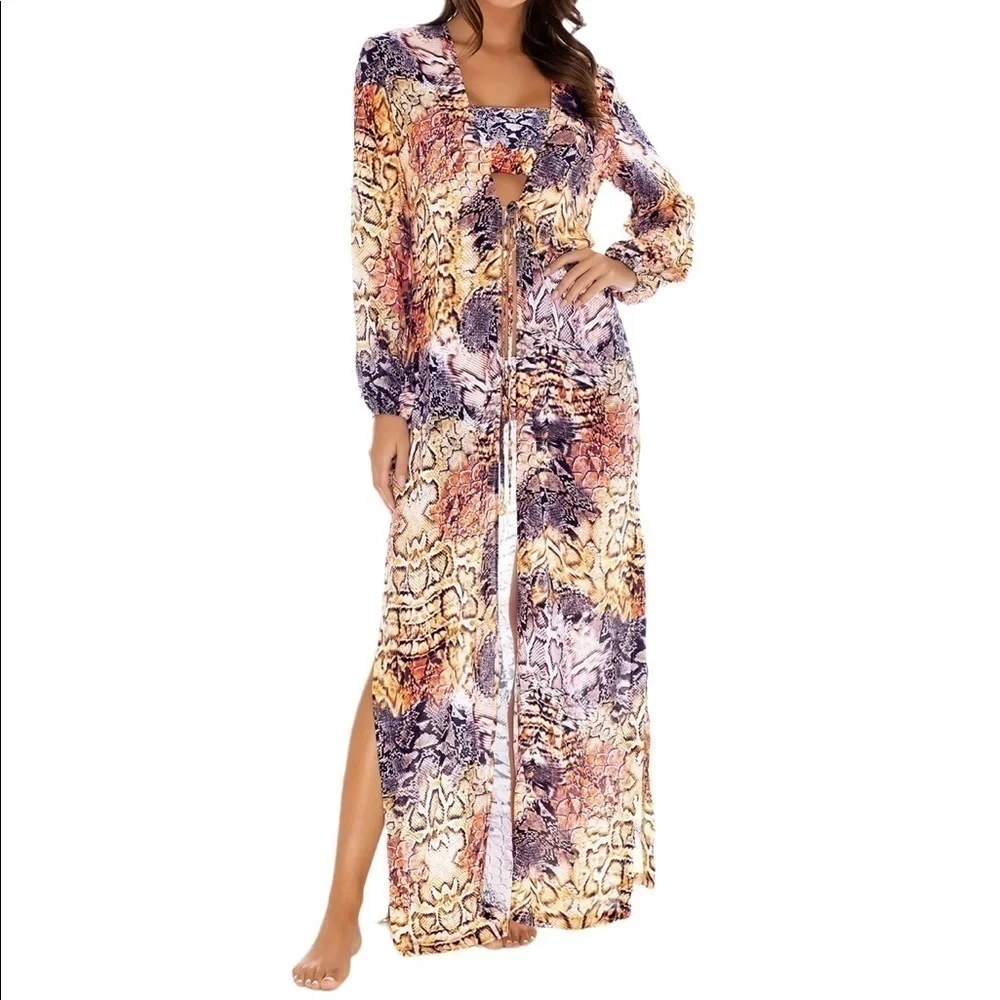 Nordstroms Luli Fama animal print snakeskin tunic cover up kimono resortwear